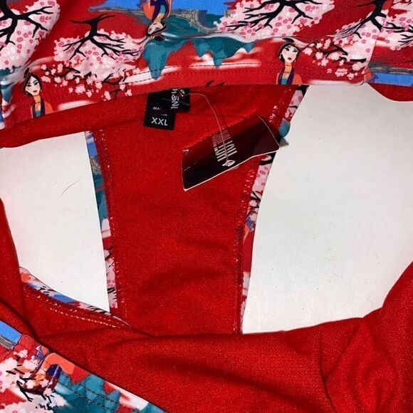 Disney Hot Topic Women's Mulan Print Red Hipster Swim Bottom Size XXL - Picture 6 of 6